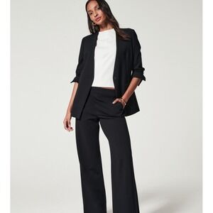 SPANX Classic Black Perfect Collarless Blazer Jacket Career Minimalist Size L